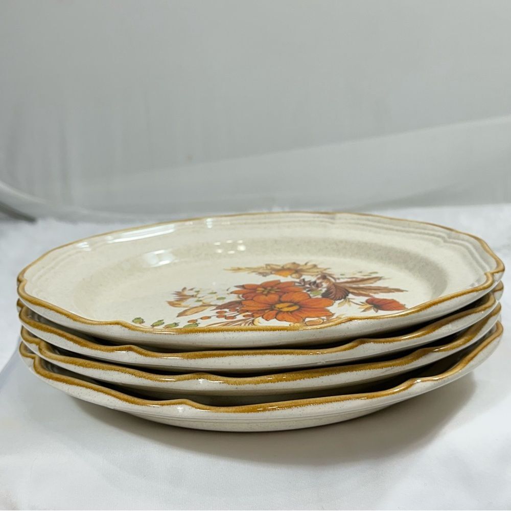4 VTG Mikasa Garden Club Harvest Bouquet Dinner Plates 10,75” 455 Made In Japan - Picture 6 of 10